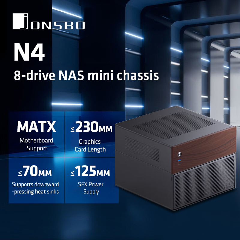 Retro Gaming Pc Case - JONSBO N4 hitam NAS Chassis M-ATX