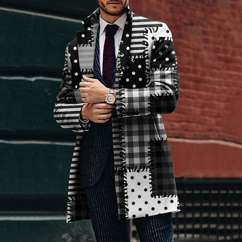 Retro Gaming Jacket - Mantel Blok Warna Gambar Cetak Geo